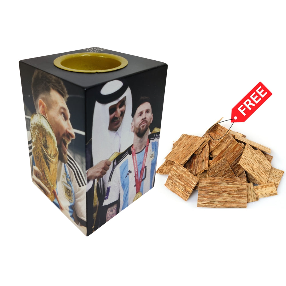 "MESSI" Wooden Mubkhar + 1 Tola Vietnami Rakaak 4A
